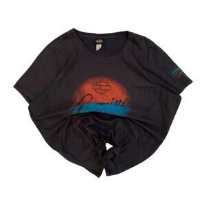 Vintage Harley Davidson Women's Genuine‎ Graphic Short Sleeve T Shirt Black 3XL